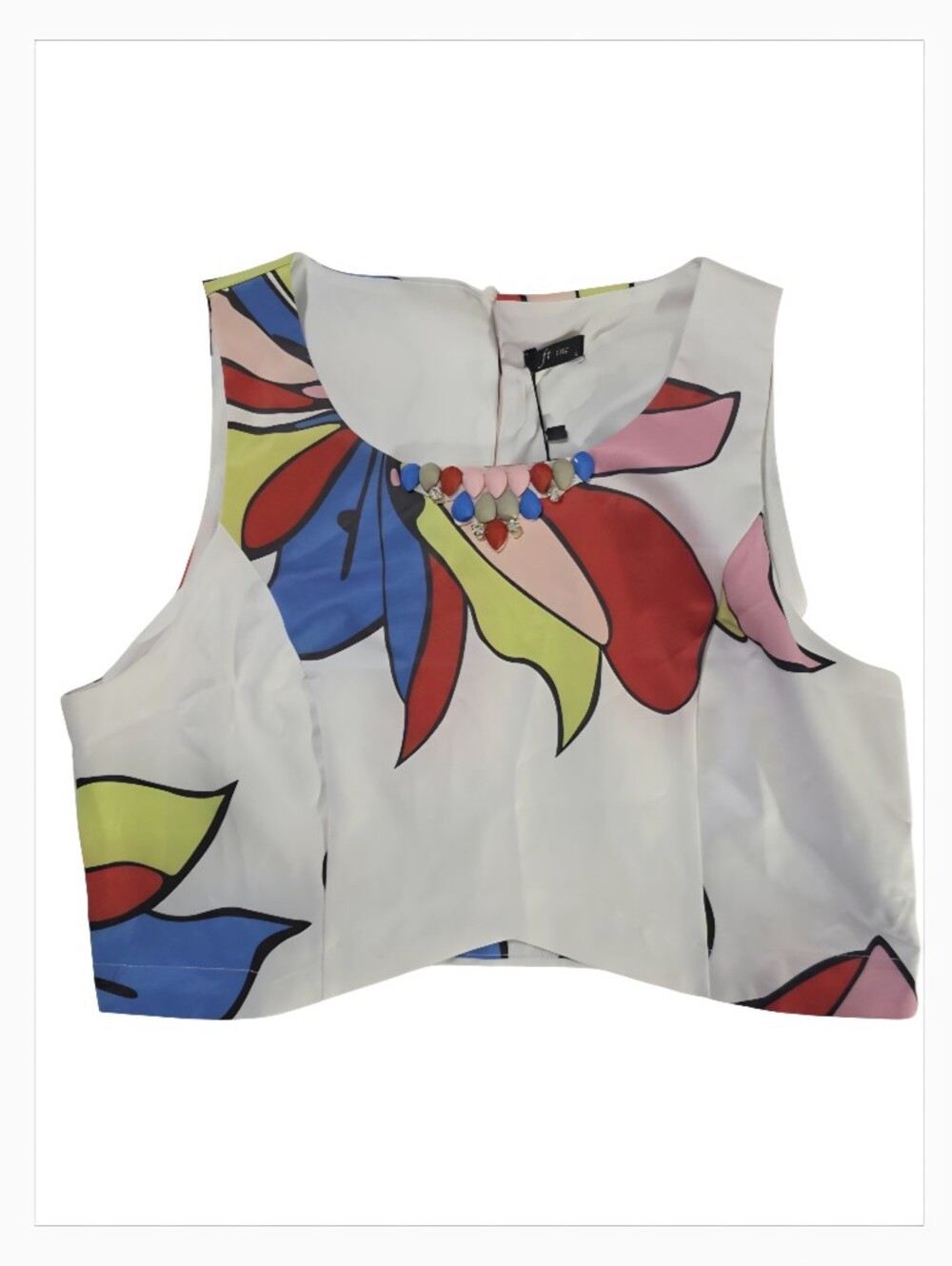 FT Inc. NWT Jeweled Floral Sleeveless Blouse – Size L